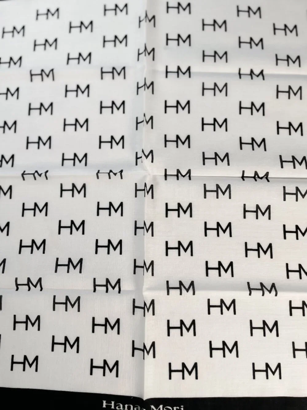 Vintage Hanae Mori HM Logo Cotton Handkerchief Scarf 16